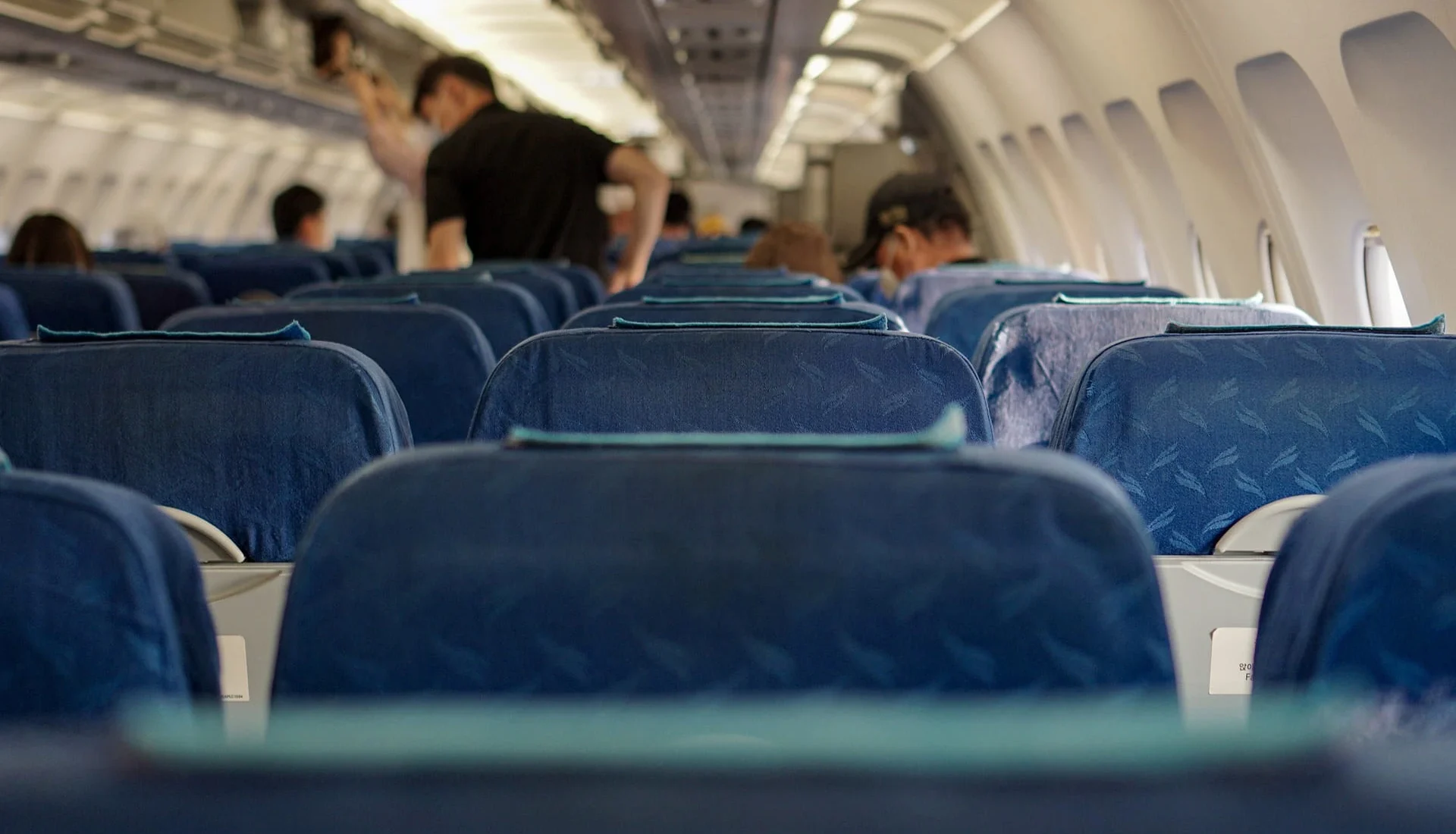 Inside an aircraft cabin